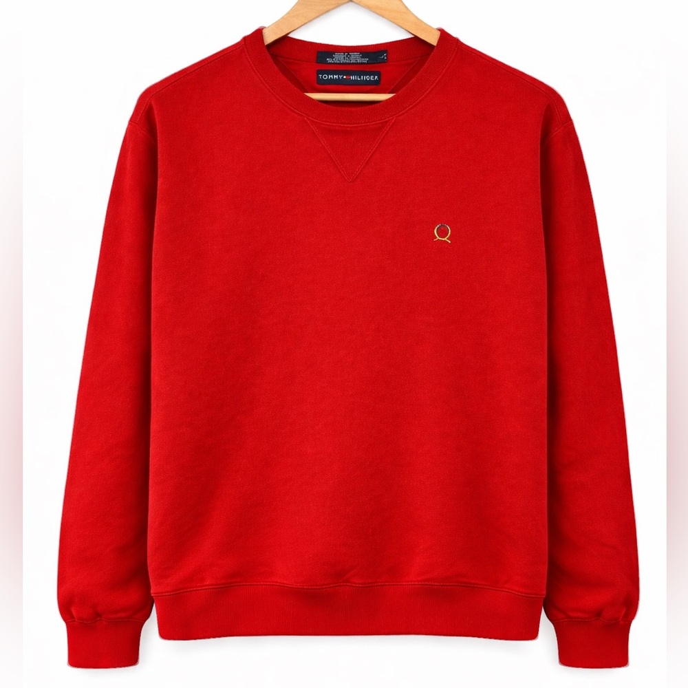 Tommy Hilfiger Red Crewneck Sweatshirt Classic Logo Men’s L